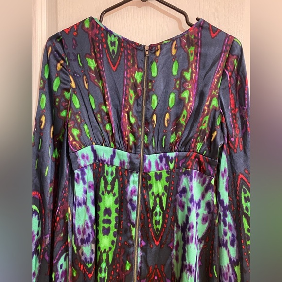 Guess by Marciano Y2K Silk Boho Hippie 70’s High Low Sleeve Mini Dress Size XS - Picture 5 of 11